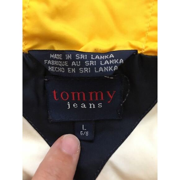 Vtg Y2K Tommy Girl Hilfiger Yellow Jacket Windbreaker Star Bell Sleeves L - Picture 2 of 11